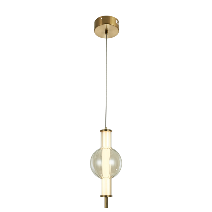 Люстра LIGHTSTAR BOTTO LED 6W 730LM латунь/коньячный/белый 3000K 800033 Люстра LIGHTSTAR BOTTO LED 6W 730LM латунь/коньячный/белый 3000K 800033
