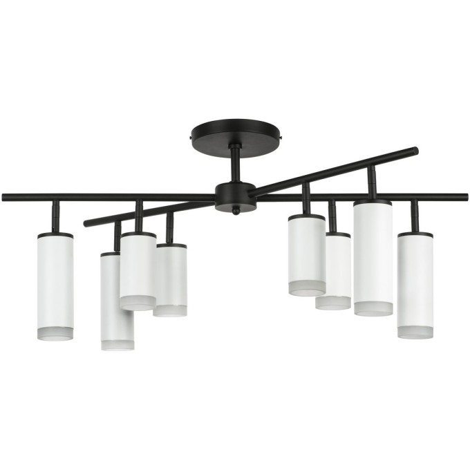 Люстра LIGHTSTAR RULLO 8х50W GU10 черный/белый, белые плафоны LR7283648640